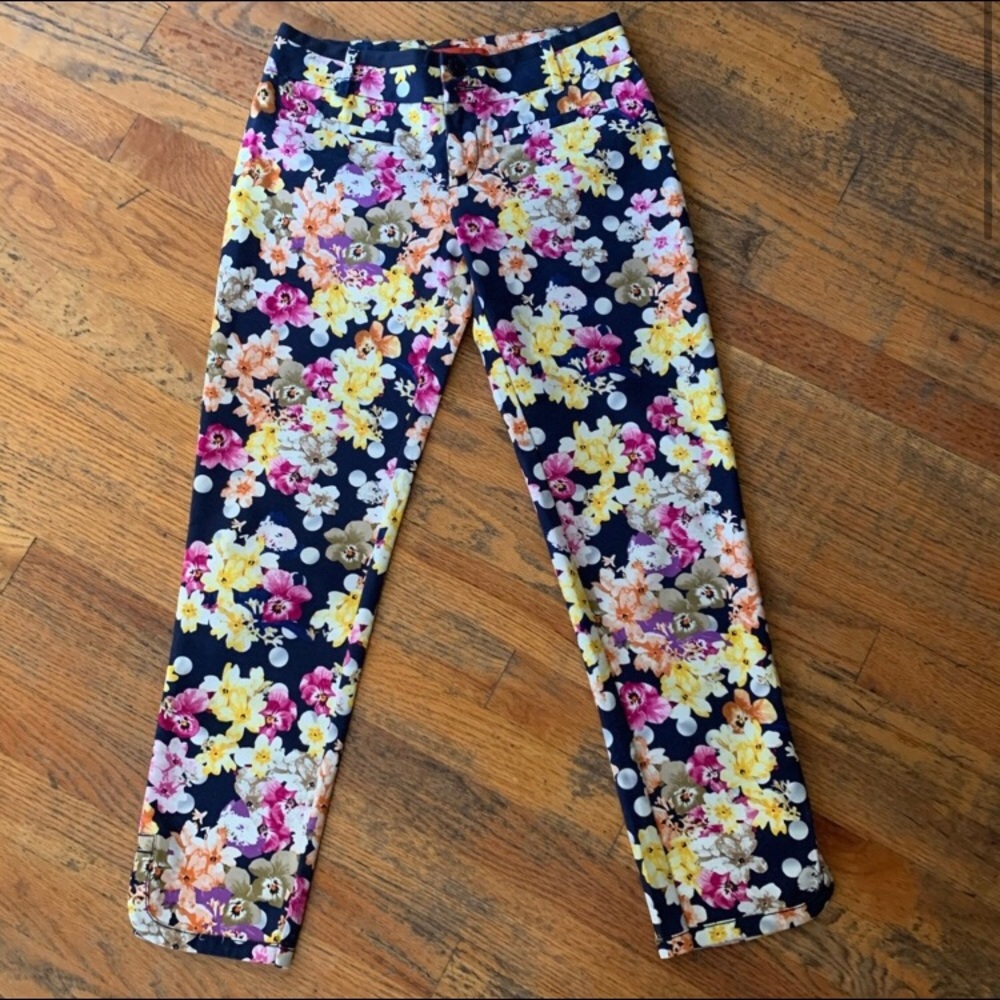 Anthropologie Cartonnier Floral Ankle Pants SZ 0